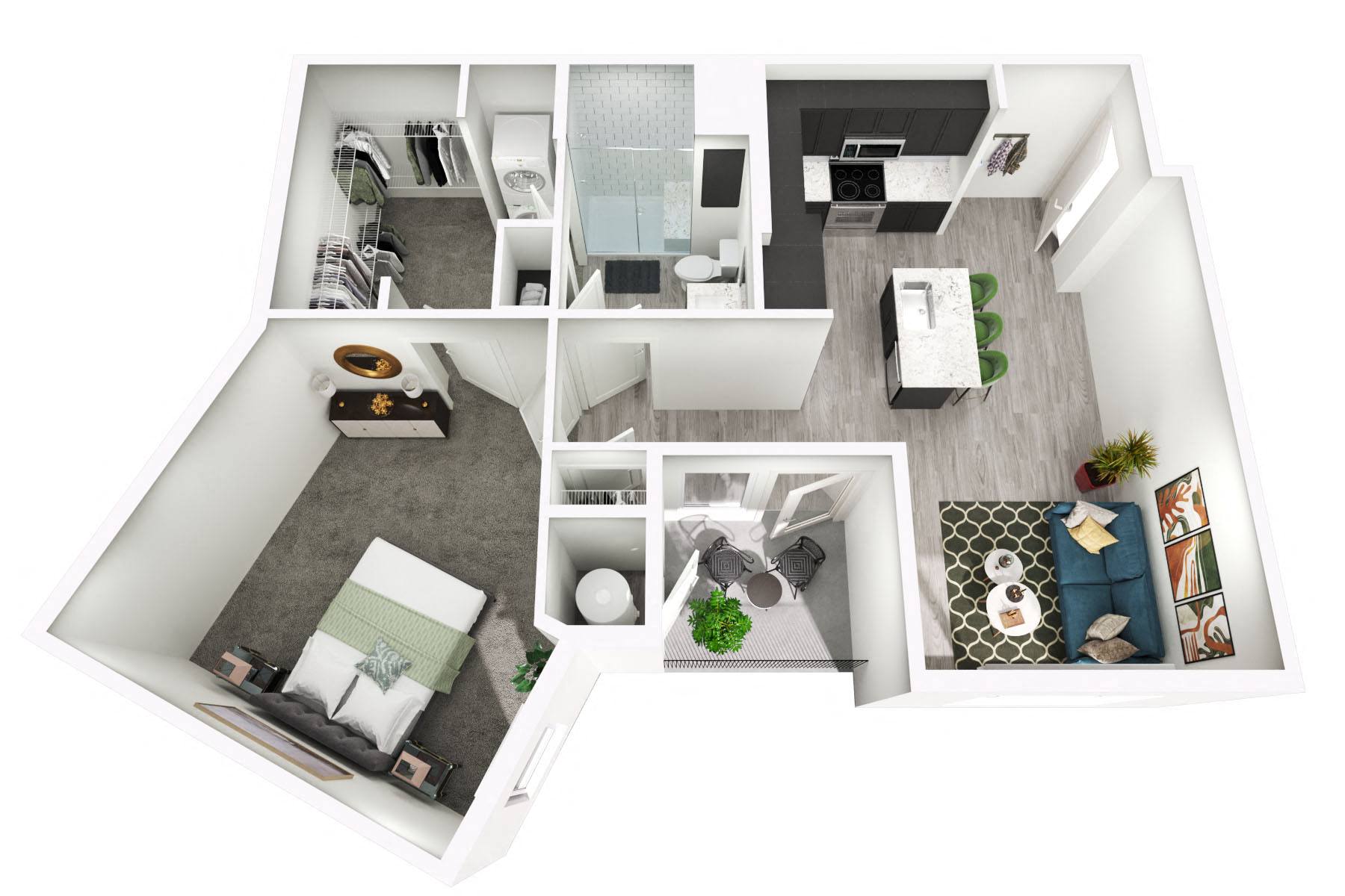 Floor plan layout diagram for 1B